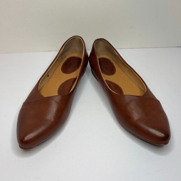 Boc Janella Light Brown Leather Pointed Toe Slip On Flats Comfort Womens - Picture 6 of 12